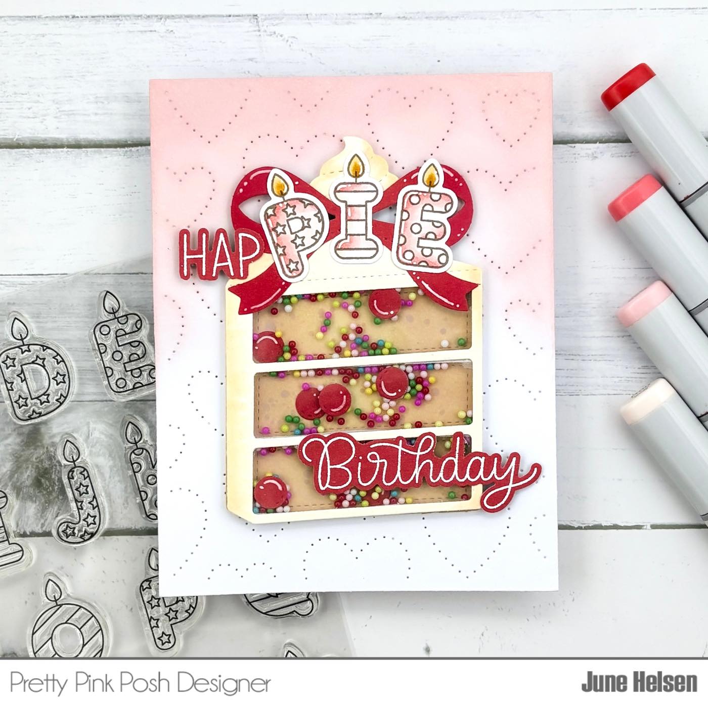 Pretty Pink Posh Party Time Glass Shaker Beads happy birthday
