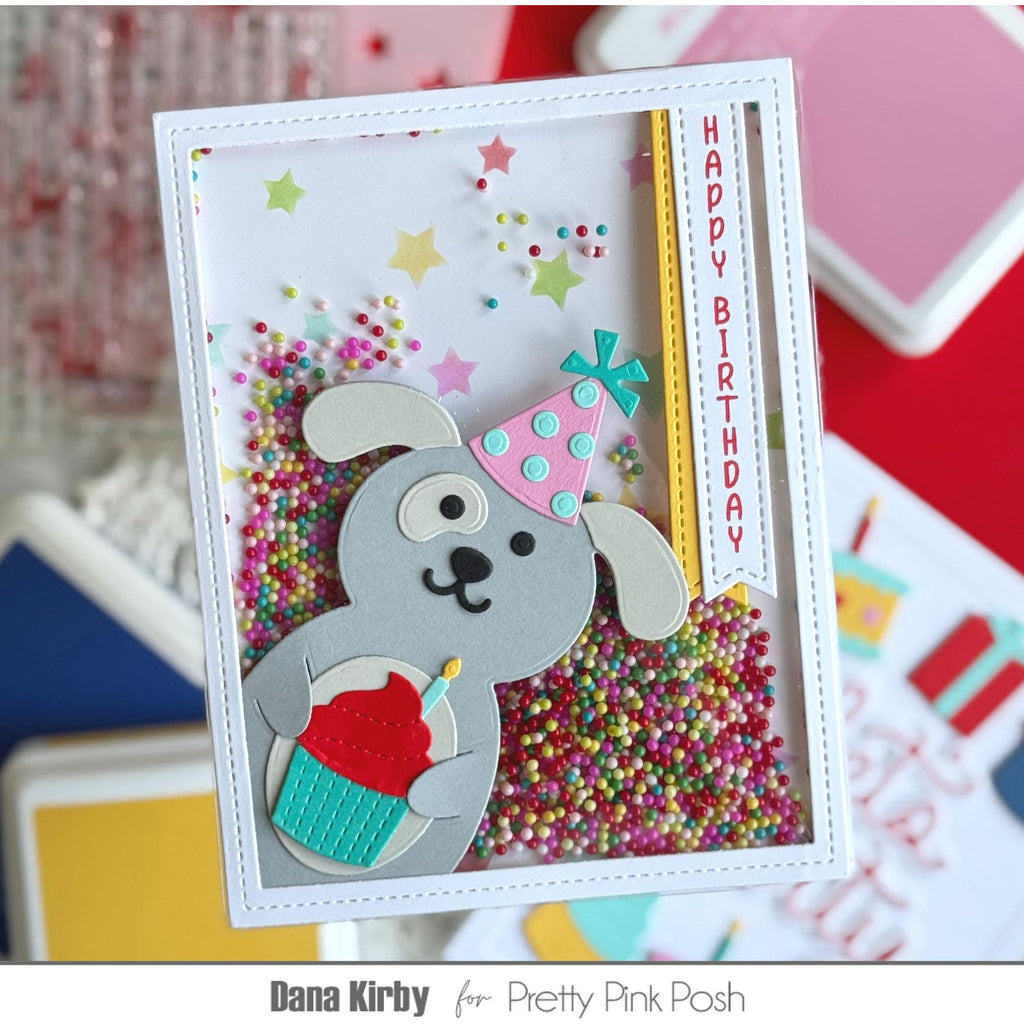 Pretty Pink Posh Party Time Glass Shaker Beads shaker card