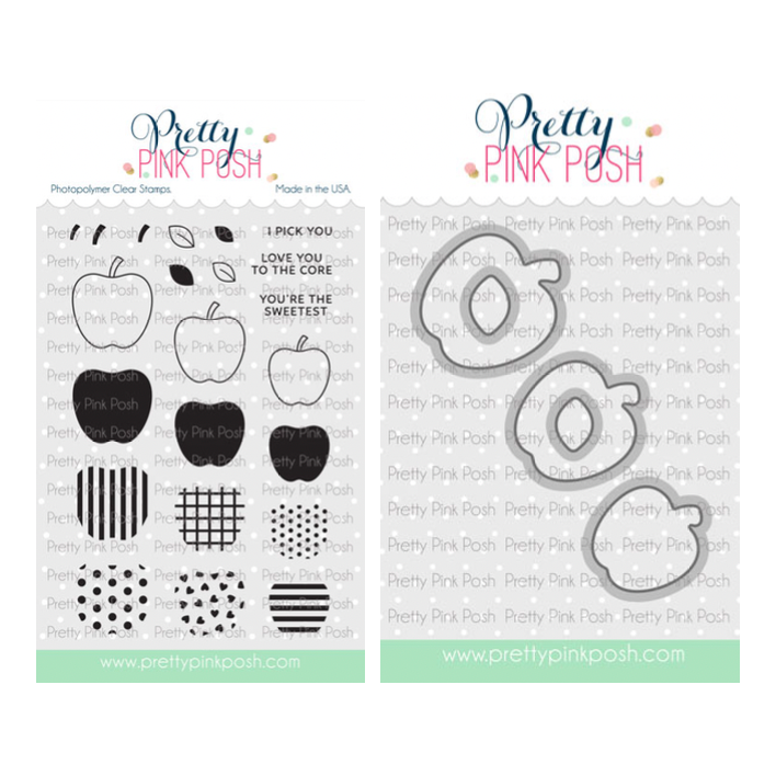 Pretty Pink Posh Patterned Apples Clear Stamp and Die Set