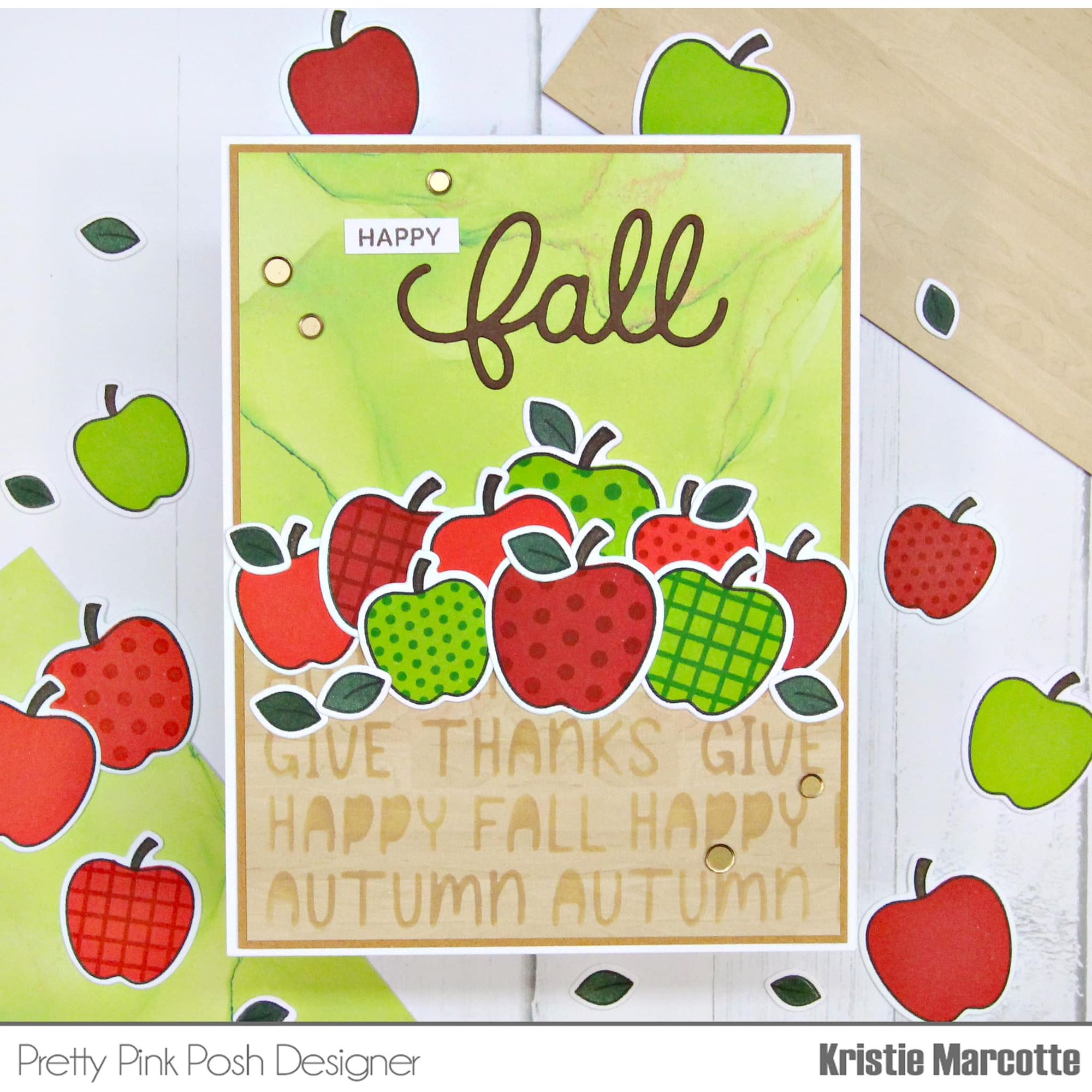Pretty Pink Posh Patterned Apples Clear Stamps happy fall