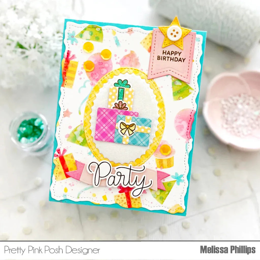 Pretty Pink Posh Patterned Presents Clear Stamps party