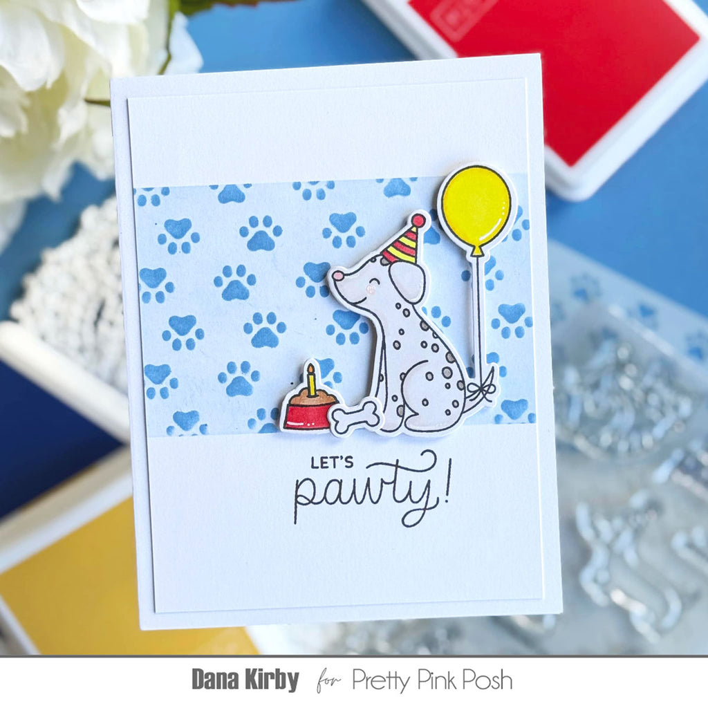 Pretty Pink Posh Paw Prints Stencil balloon