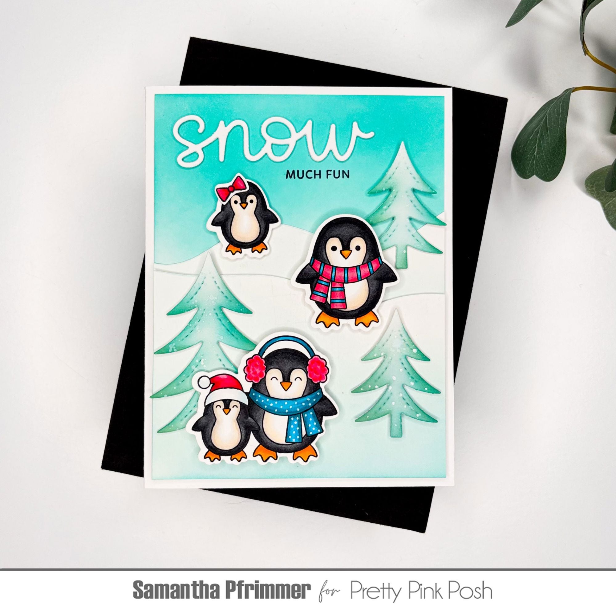 Pretty Pink Posh Penguin Friends Clear Stamp and Die Set snow