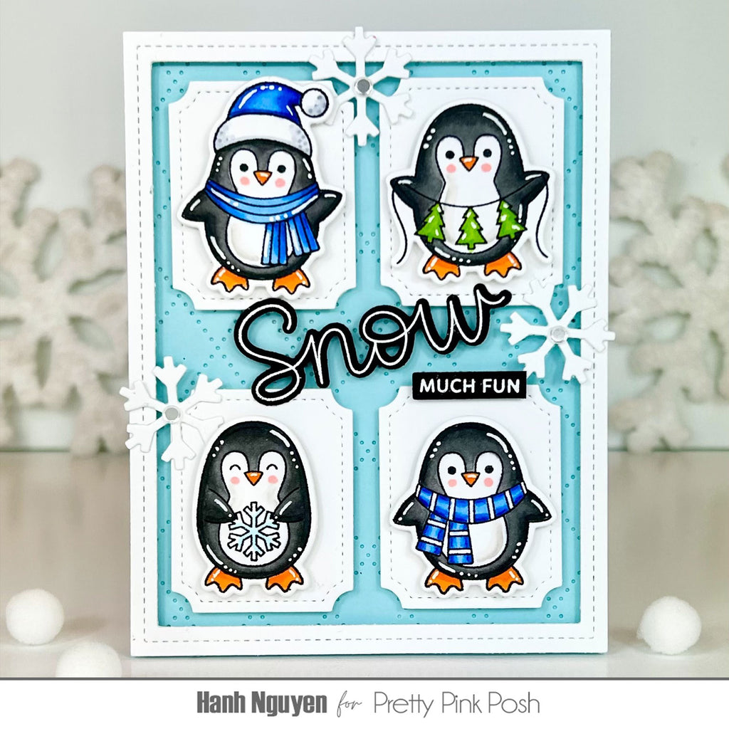 Pretty Pink Posh Penguin Friends Clear Stamp and Die Set snowflakes