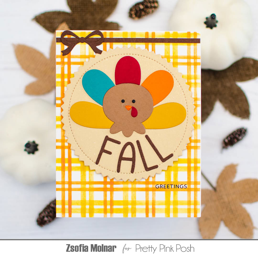 Pretty Pink Posh Pinking Circles Dies fall turkey card