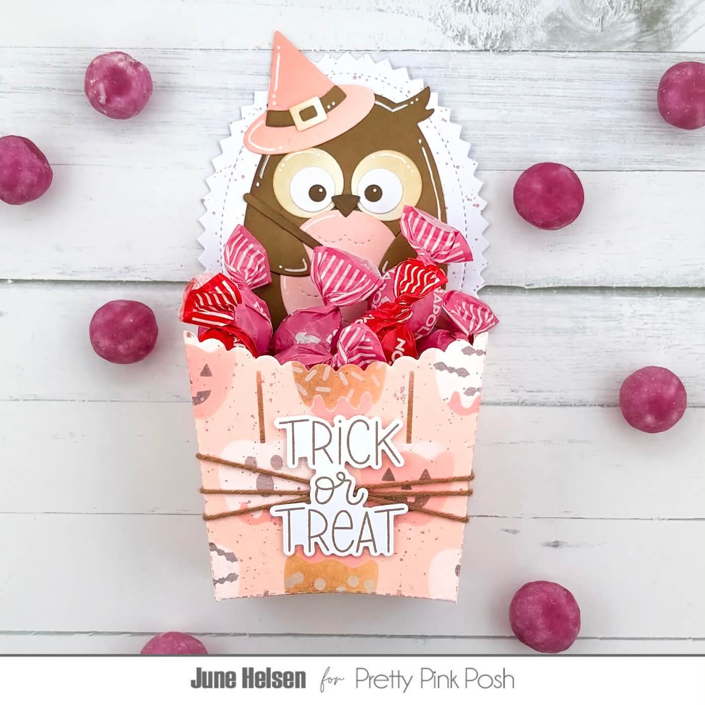 Pretty Pink Posh Pinking Ovals Dies cute owl treat bag