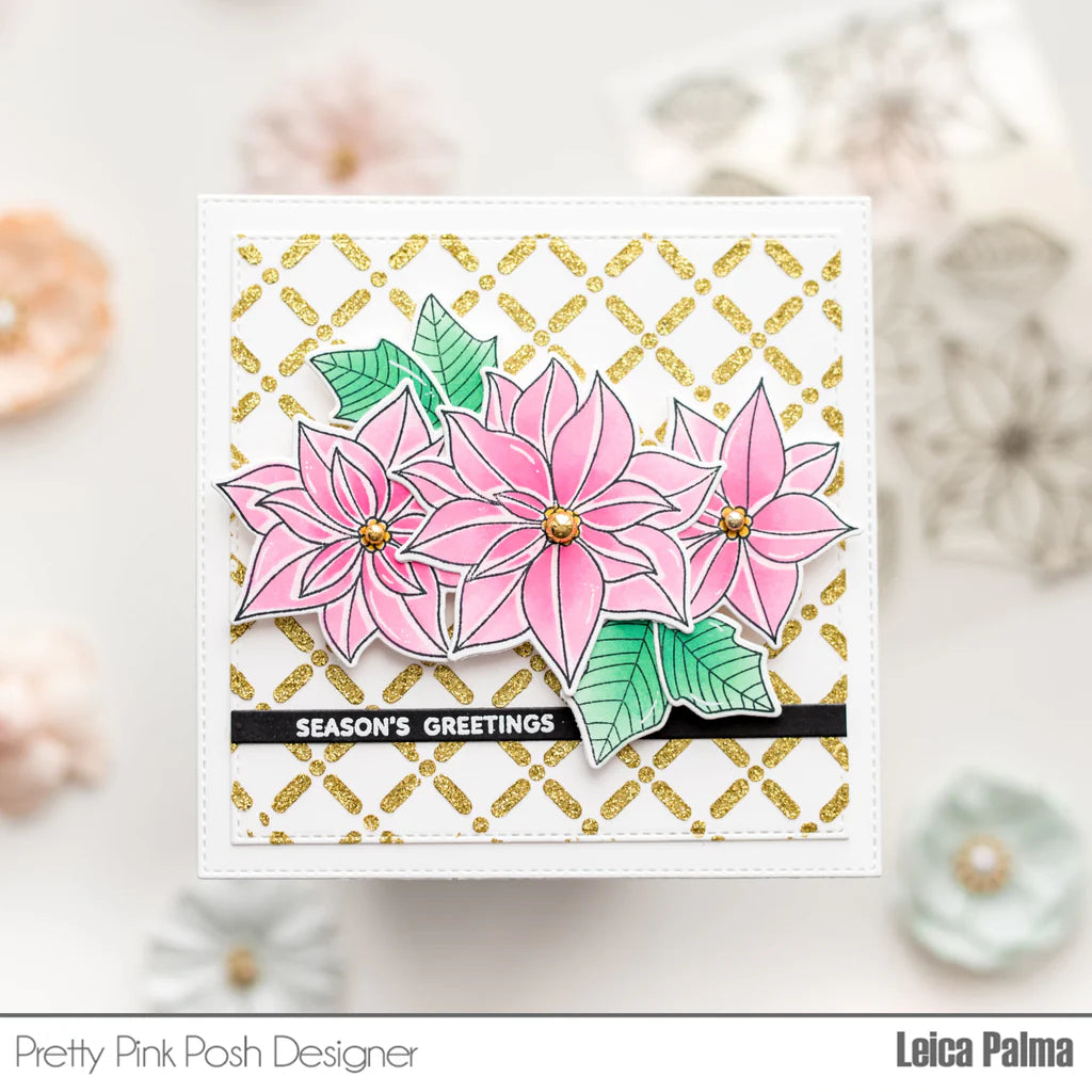 Pretty Pink Posh Poinsettias Stencil* season's greetings