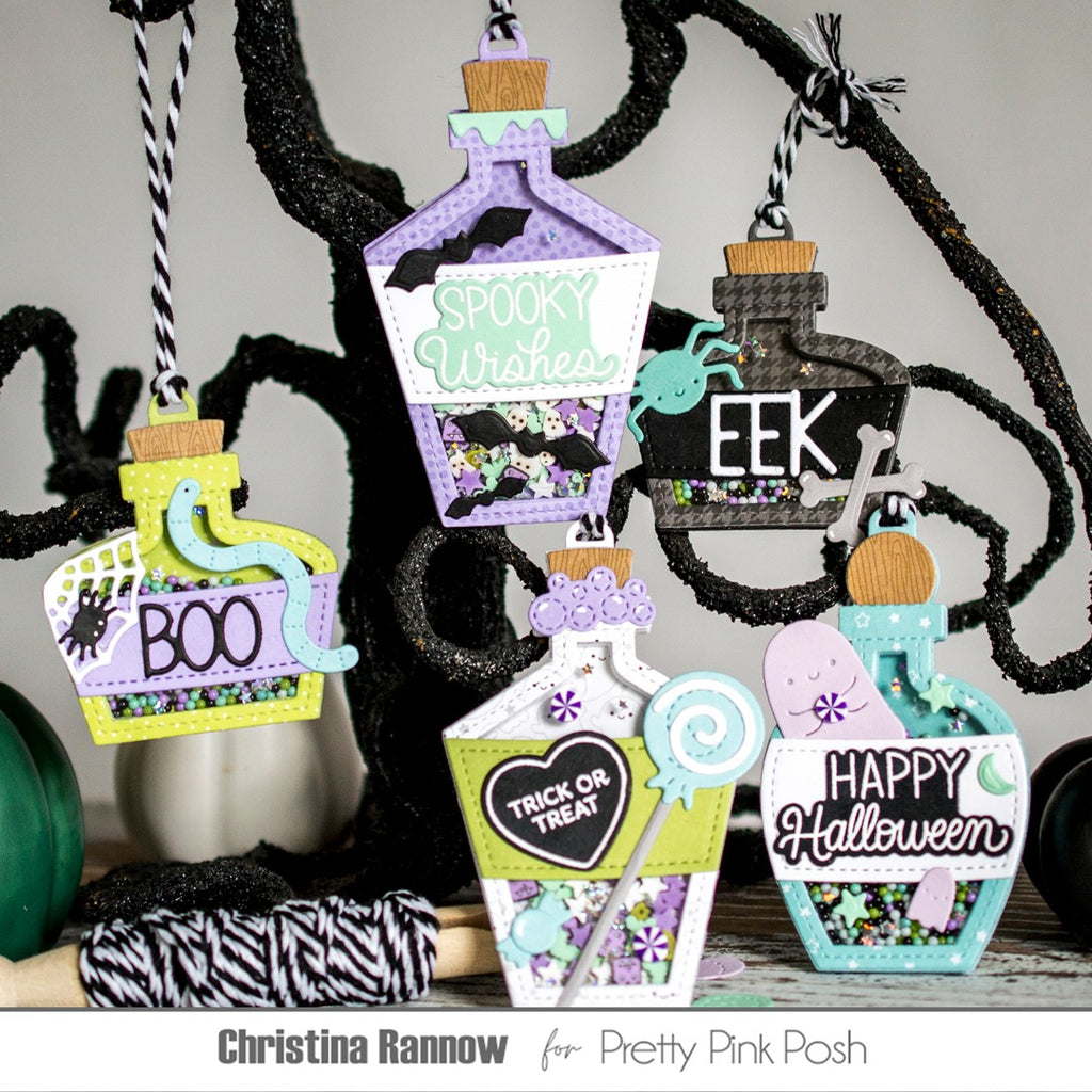 Pretty Pink Posh Potion Bottle Shakers Dies tags