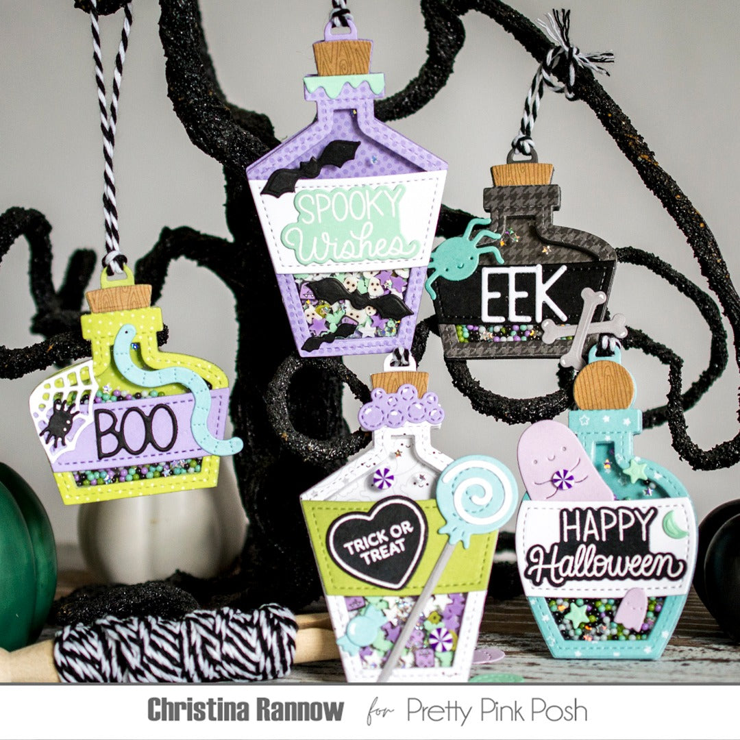 Pretty Pink Posh Potion Bottle Shakers Dies tags