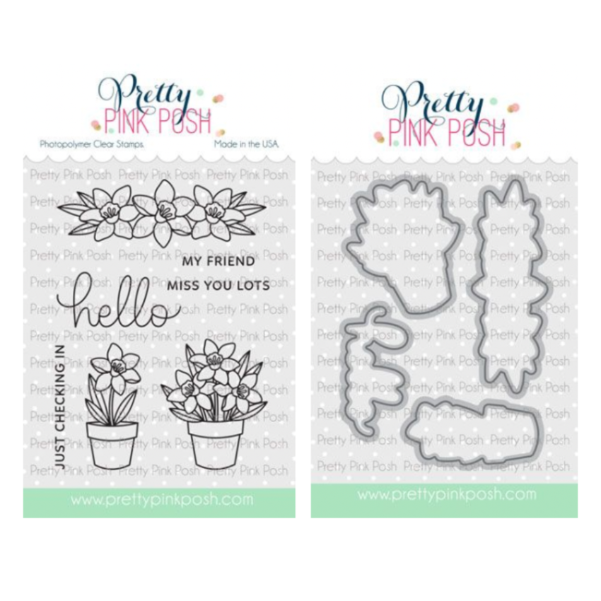 Pretty Pink Posh Potted Daffodils Clear Stamp and Die Set