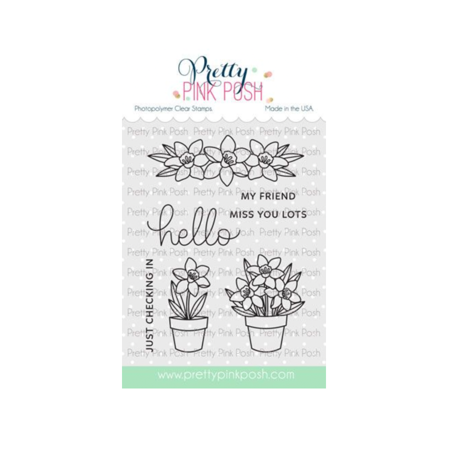 Pretty Pink Posh Potted Daffodils Clear Stamp and Die Set image 1
