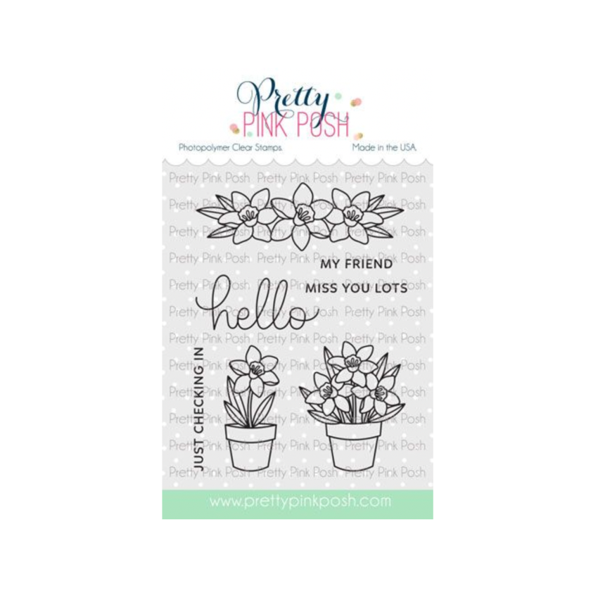 Pretty Pink Posh Potted Daffodils Clear Stamps