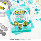 Pretty Pink Posh Potted Daffodils Clear Stamps hexagons
