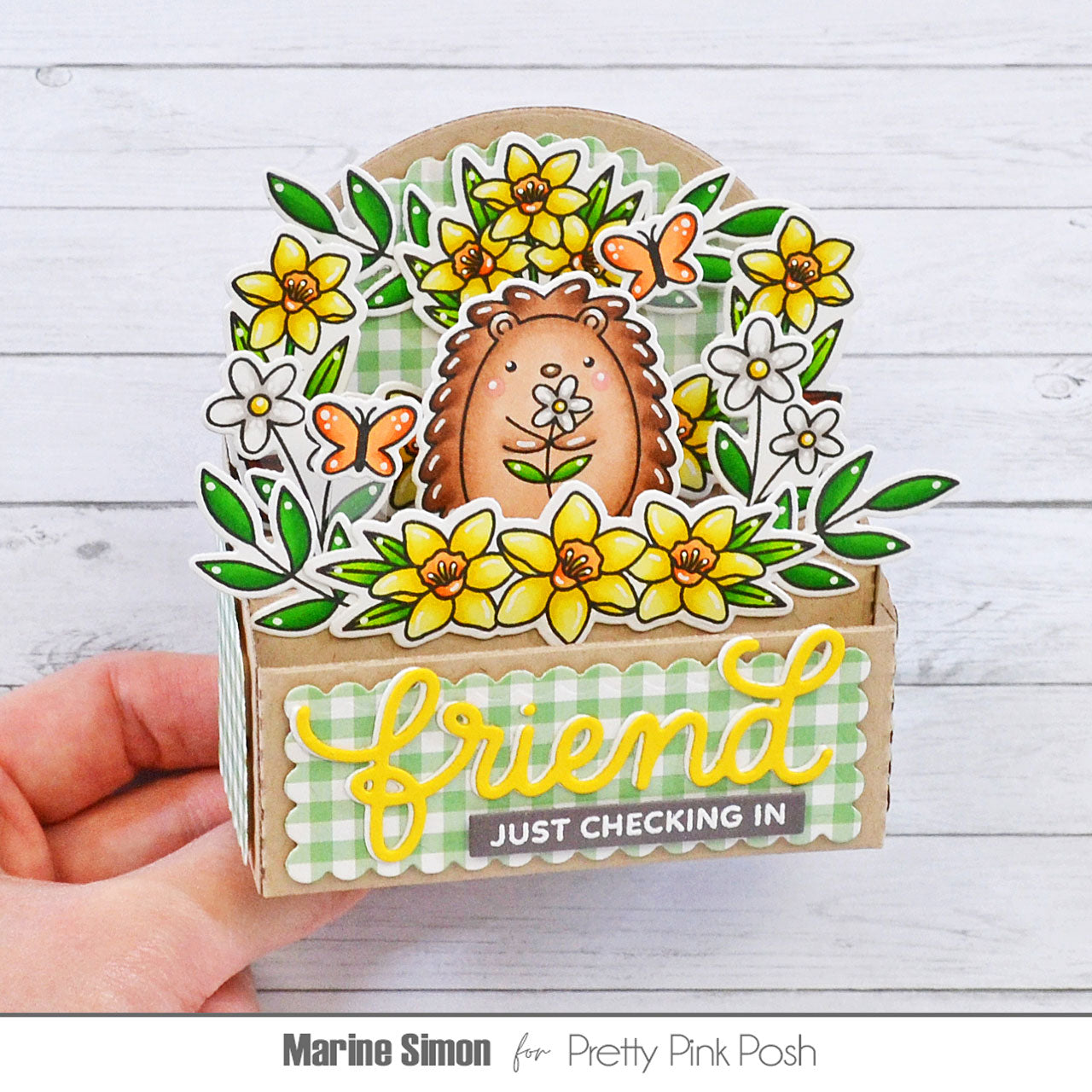 Pretty Pink Posh Potted Daffodils Die hedgehog friend