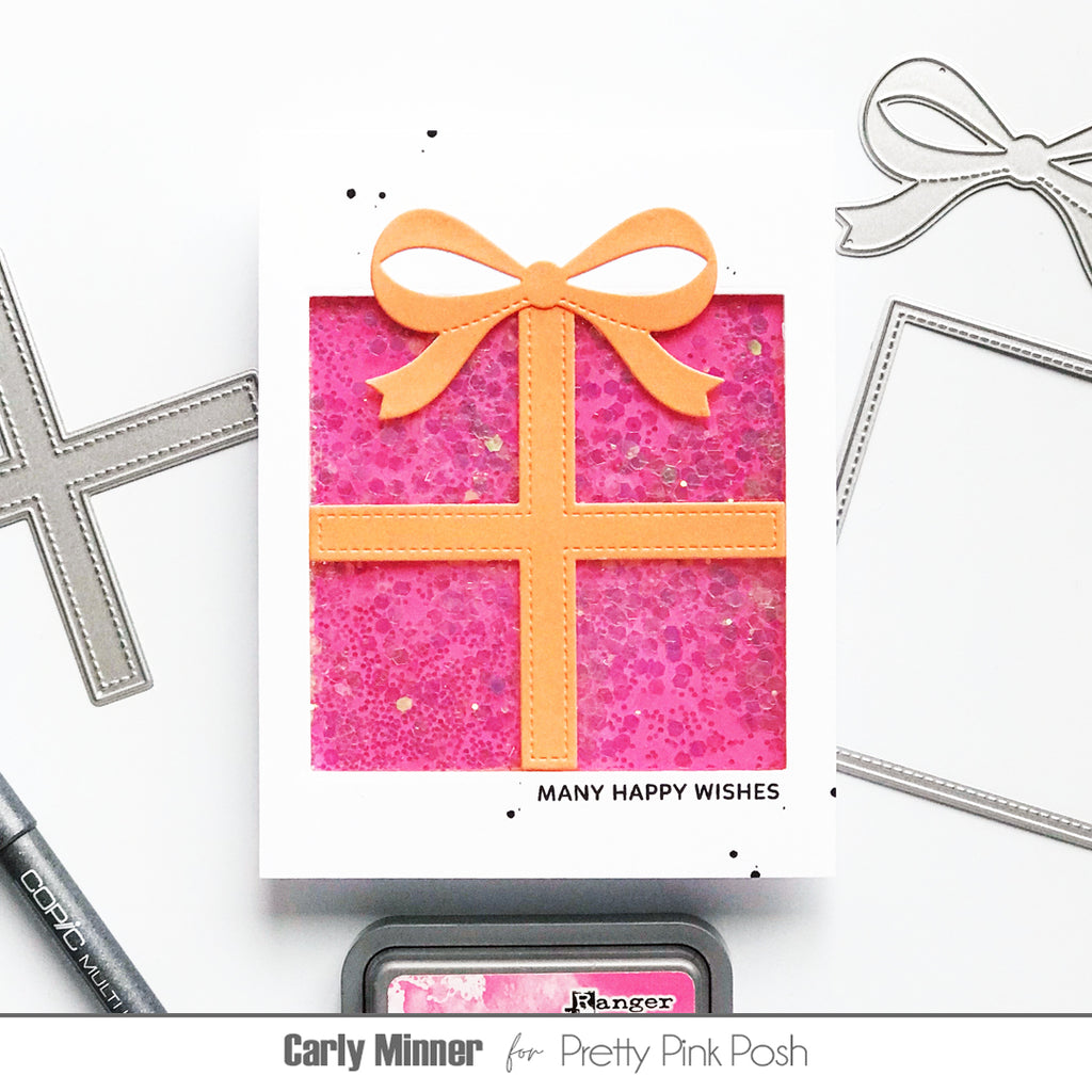 Pretty Pink Posh Present Shaker Dies big bow