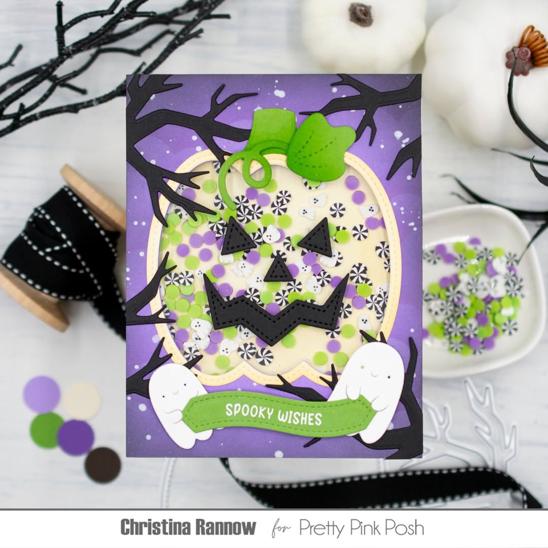 Pretty Pink Posh Pumpkin Face Shaker Dies spooky wishes shaker card