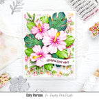 Pretty Pink Posh Rainbow Sherbet Glass Shaker Beads green leaves sending good vibes card | color-code:ALT01