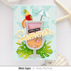 Pretty Pink Posh Rainbow Sherbet Glass Shaker Beads umbrella glass drink fruit leaves shaker card