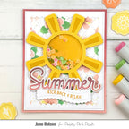 Pretty Pink Posh Rainbow Sherbet Glass Shaker Beads yellow sun hibiscus pink summer rays shaker card