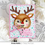 Pretty Pink Posh Reindeer Face Shaker Dies pink bow joyful christmas card