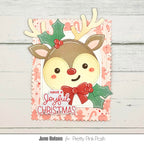 Pretty Pink Posh Reindeer Face Shaker Dies red bow joyful christmas card