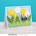 Pretty Pink Posh Rounded Stitched Rectangles Dies green grass