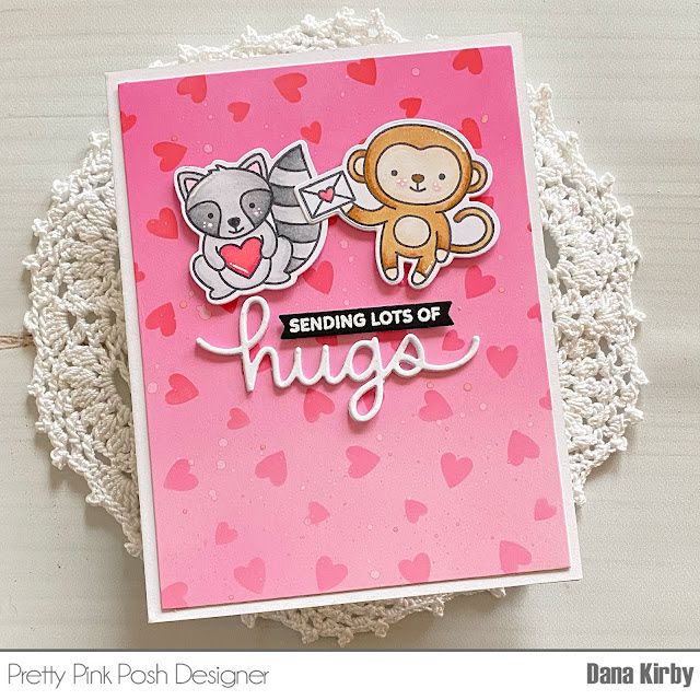 Pretty Pink Posh Scattered Hearts Stencil monkey