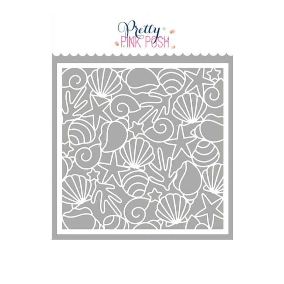 Pretty Pink Posh Seashell Background Stencil