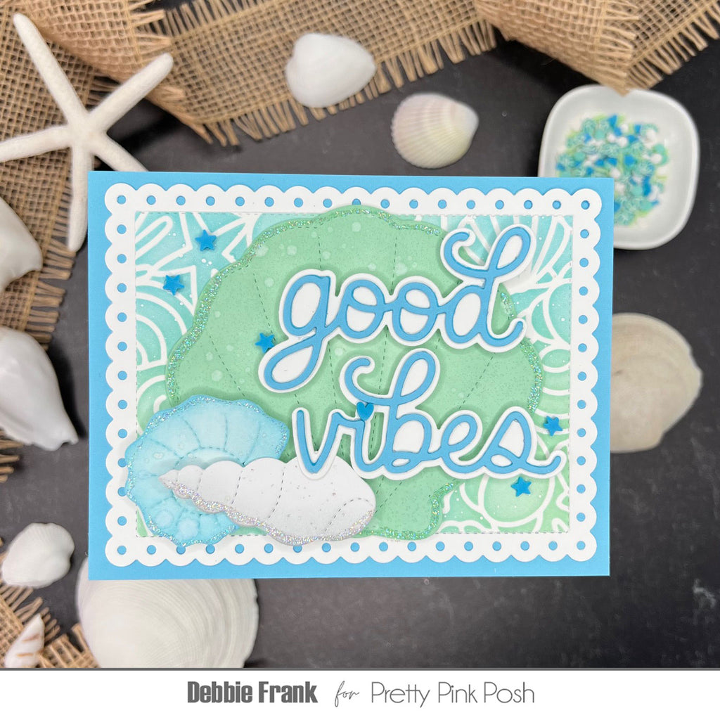 Pretty Pink Posh Seashell Background Stencil good vibes