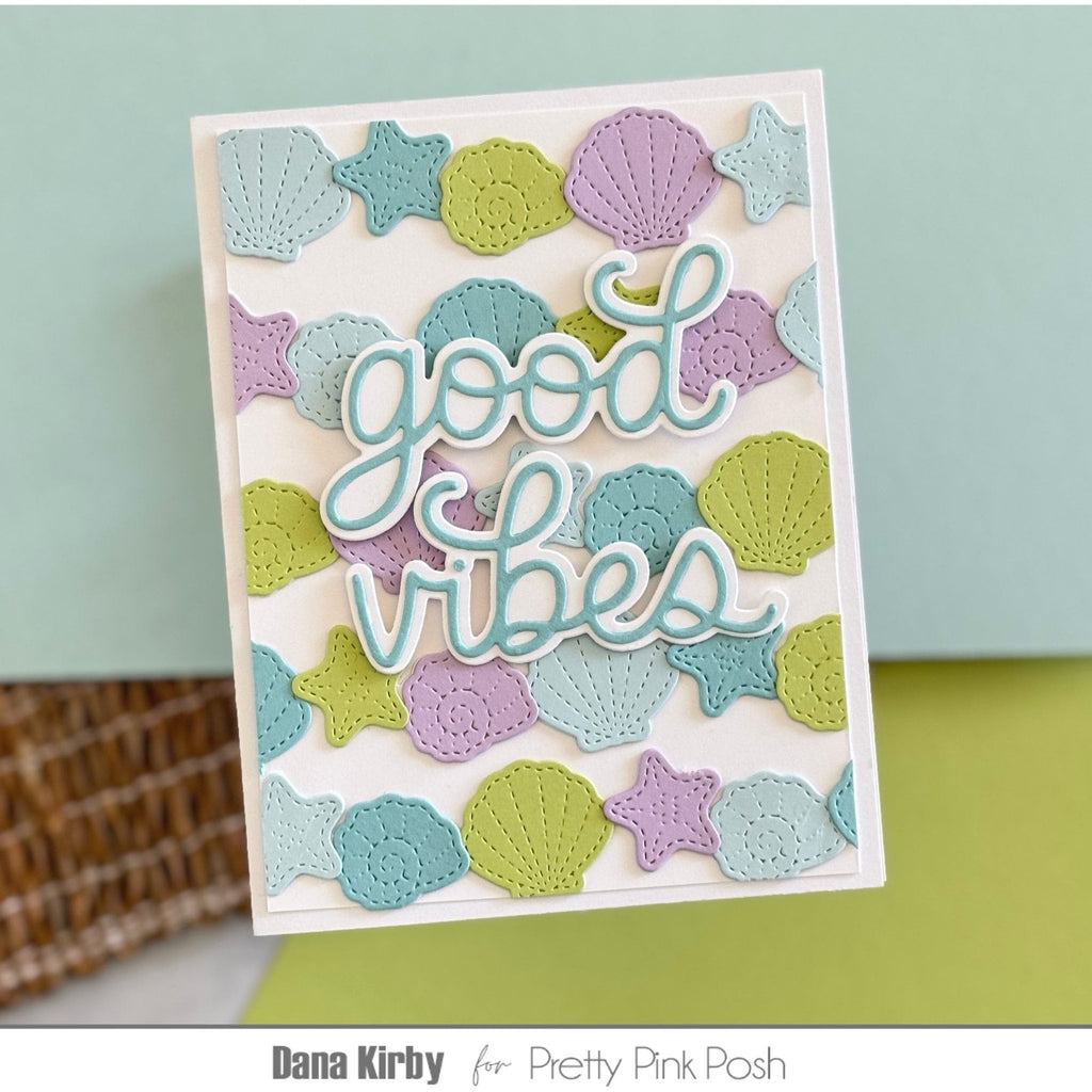 Pretty Pink Posh Seashell Border Dies good vibes