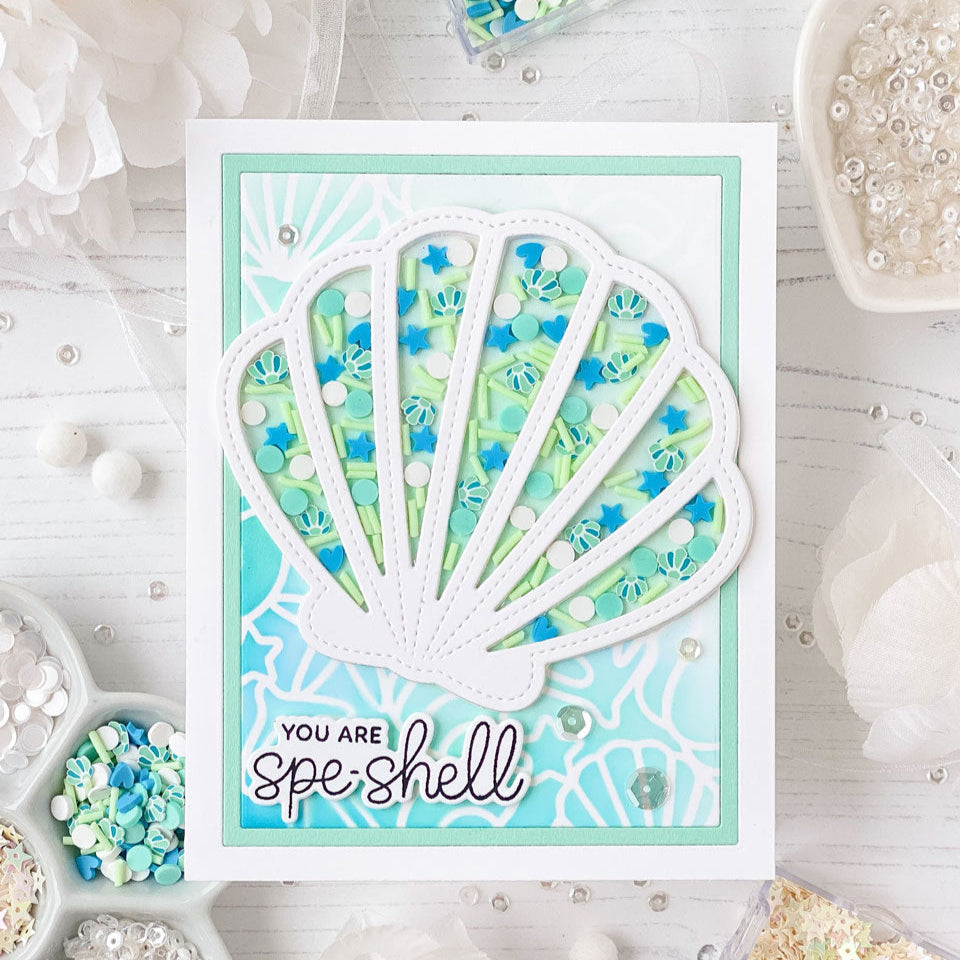 Pretty Pink Posh Seashell Shaker Dies white