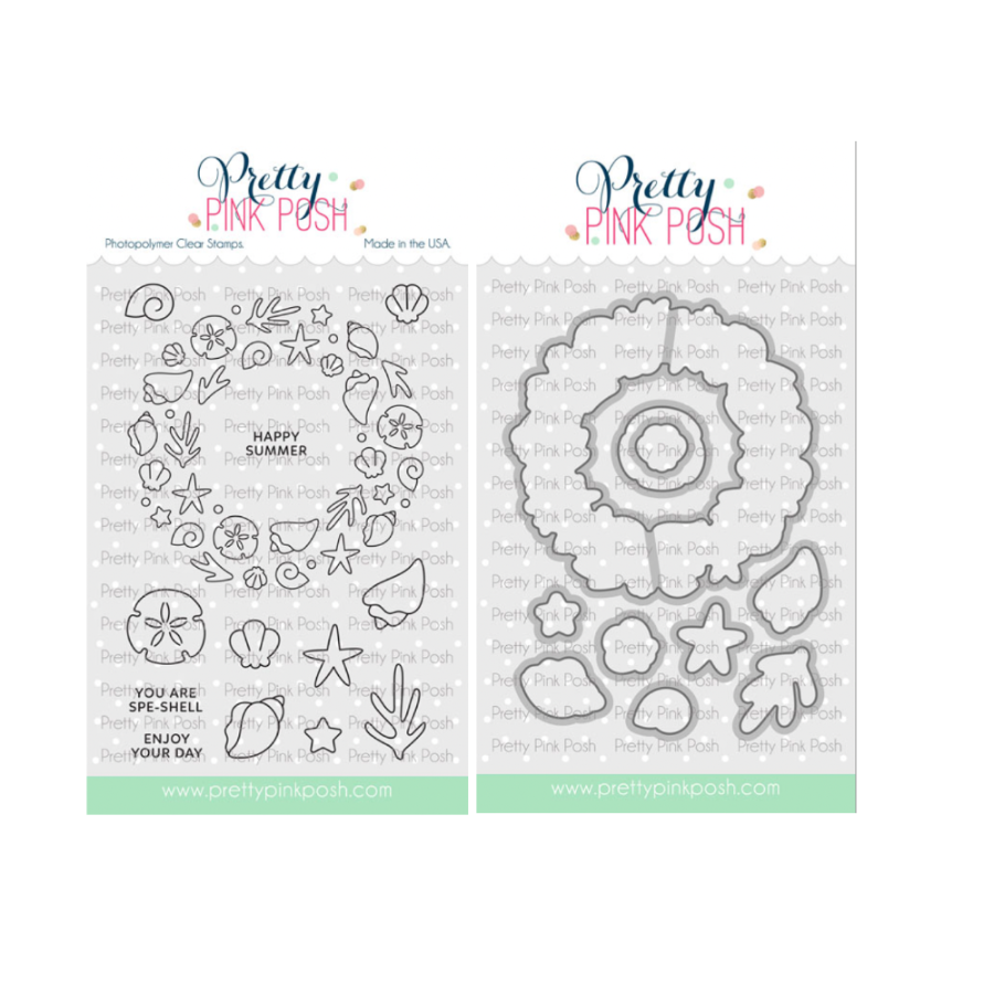 Pretty Pink Posh Seashell Wreath Clear Stamp and Die Set