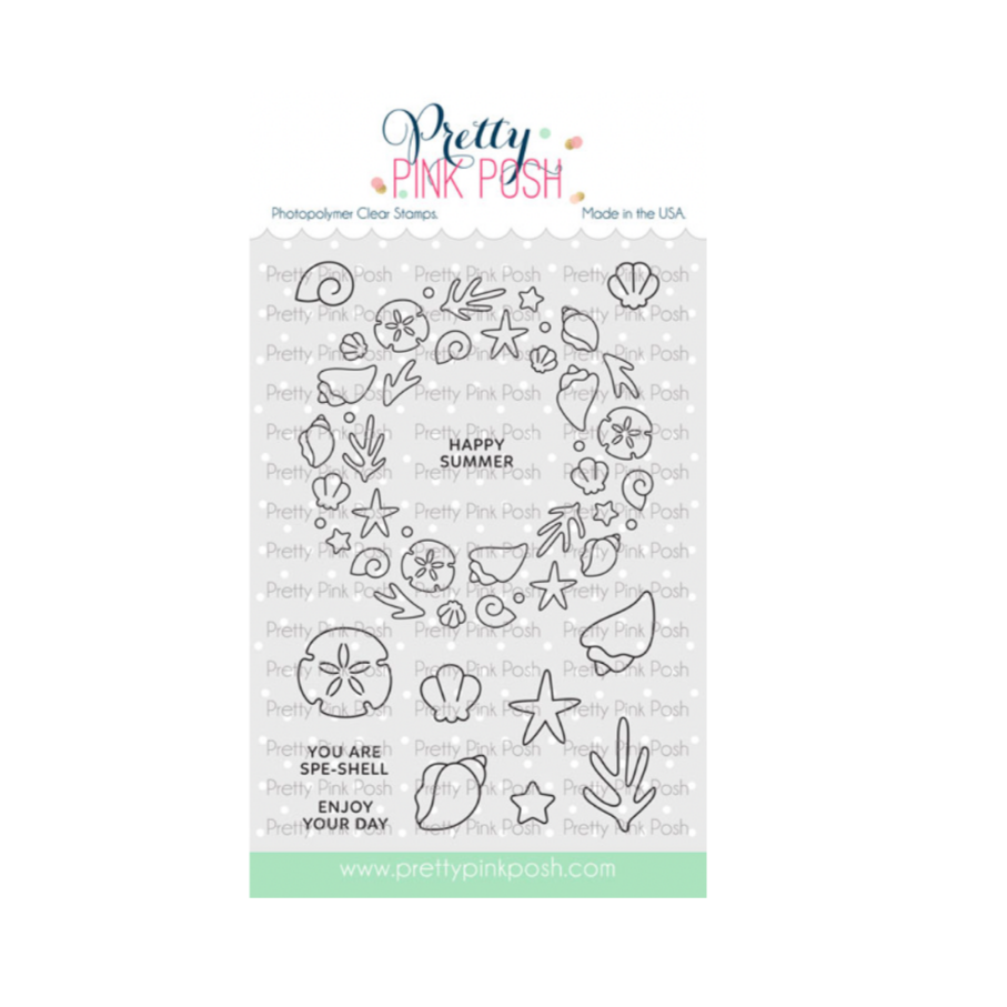 Pretty Pink Posh Seashell Wreath Clear Stamps