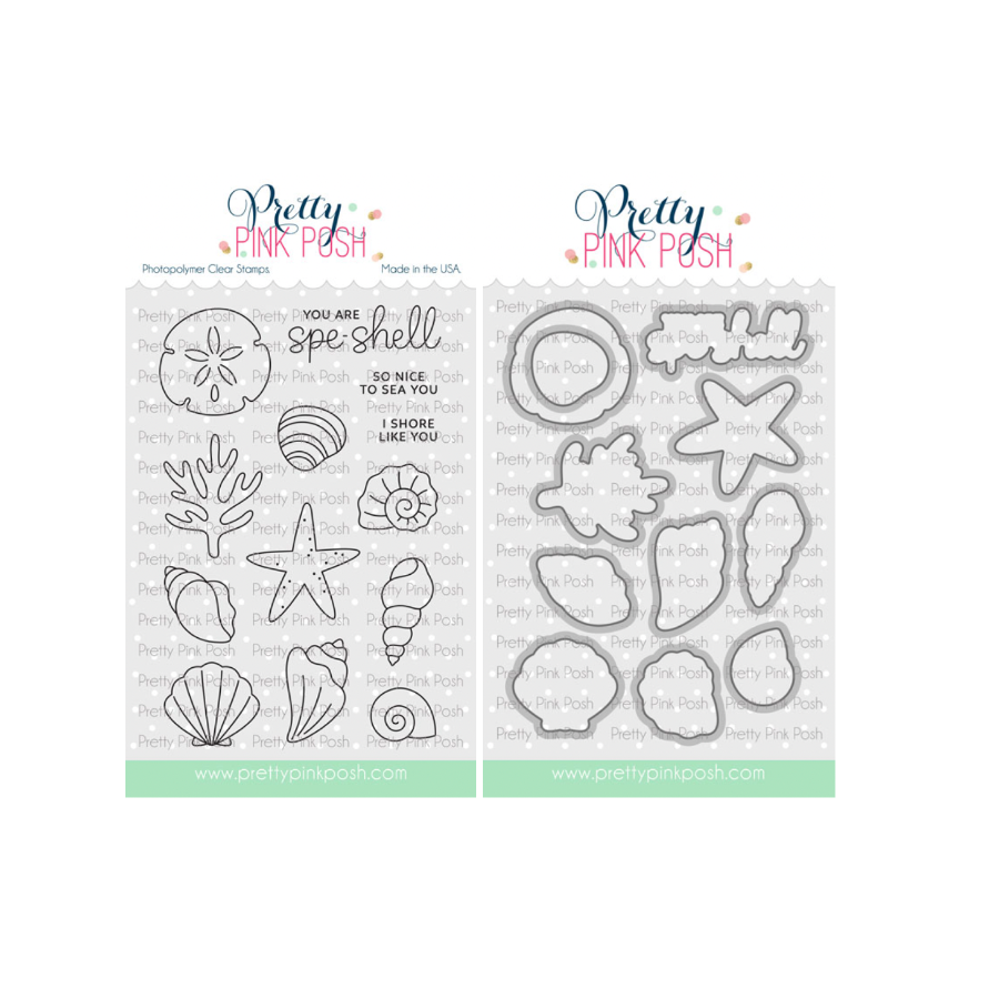 Pretty Pink Posh Seashells Clear Stamp and Die Set