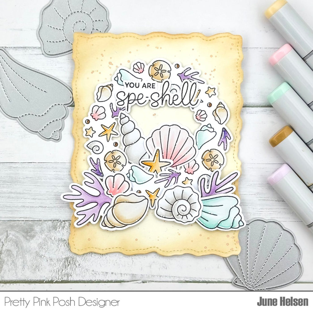 Pretty Pink Posh Seashells Clear Stamps yellow