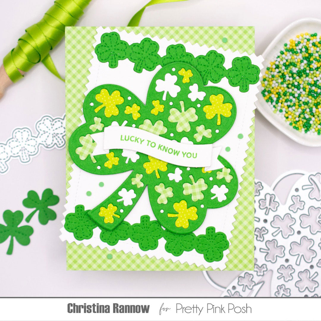 Pretty Pink Posh Shamrock Border Dies green