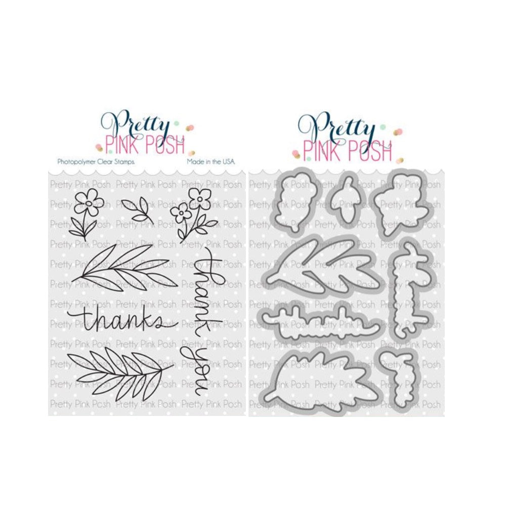 Pretty Pink Posh Simple Thanks Clear Stamp and Die Set