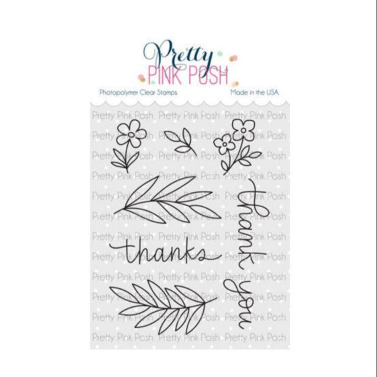 Pretty Pink Posh Simple Thanks Clear Stamp and Die Set clear