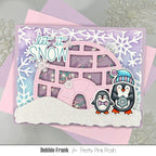 Pretty Pink Posh Snowflake Background Stencil shaker card