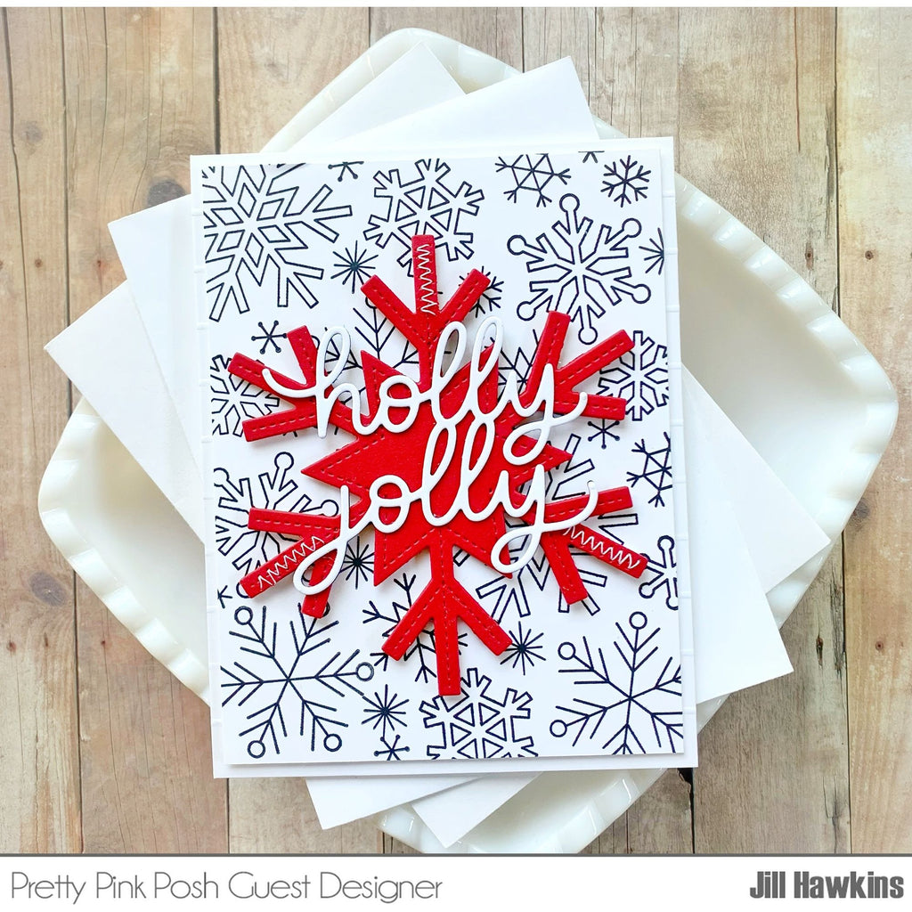 Pretty Pink Posh Snowflake Clear Stamps red and black