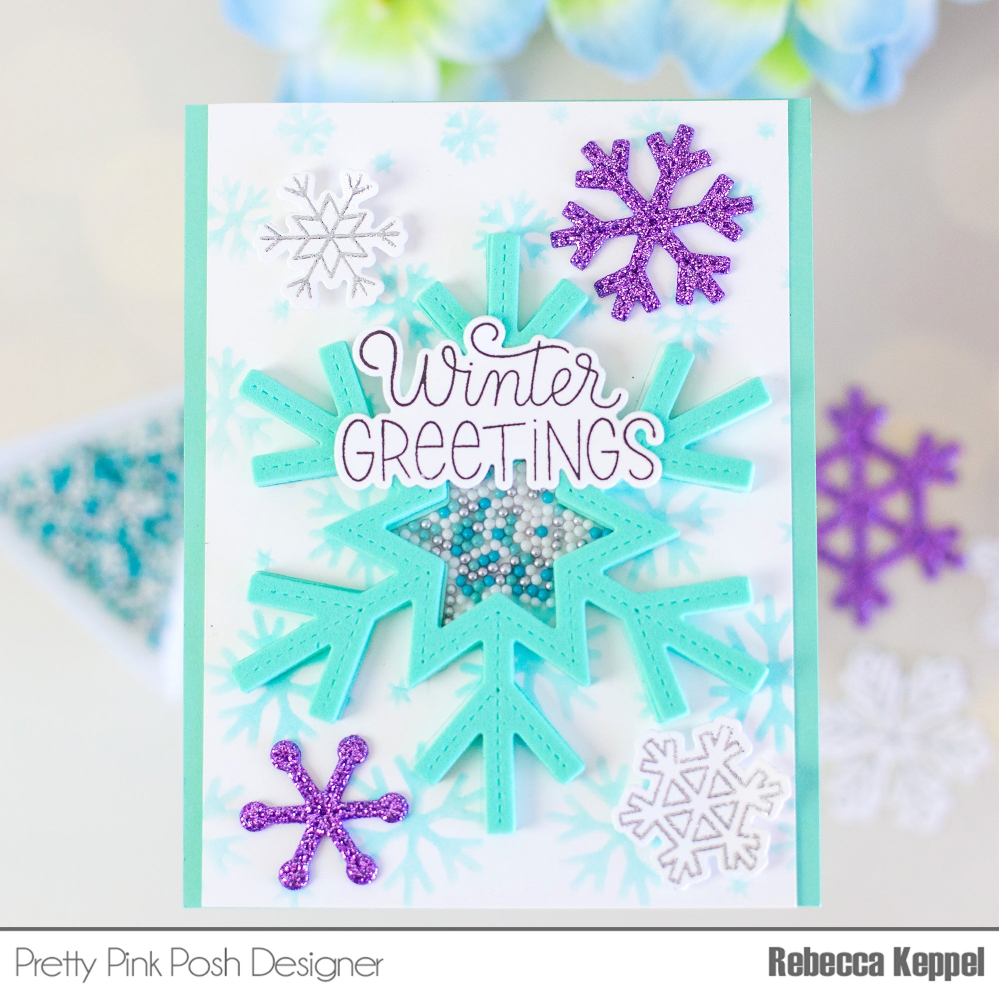 Pretty Pink Posh Snowflake Shaker Dies blue
