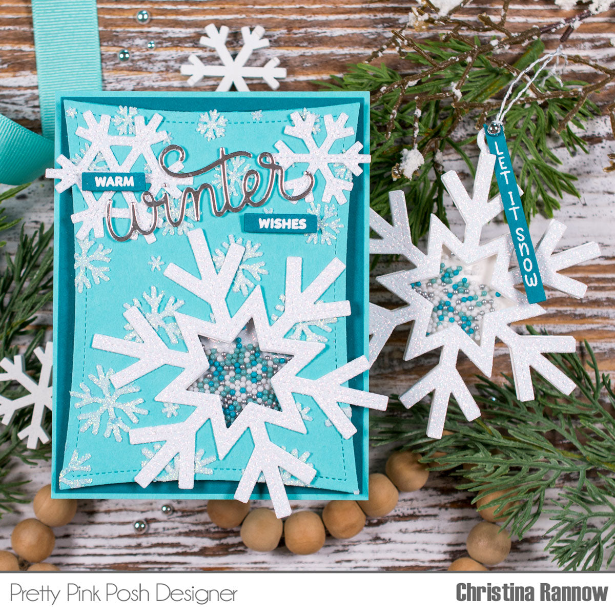 Pretty Pink Posh Snowflake Shaker Dies shaker tag