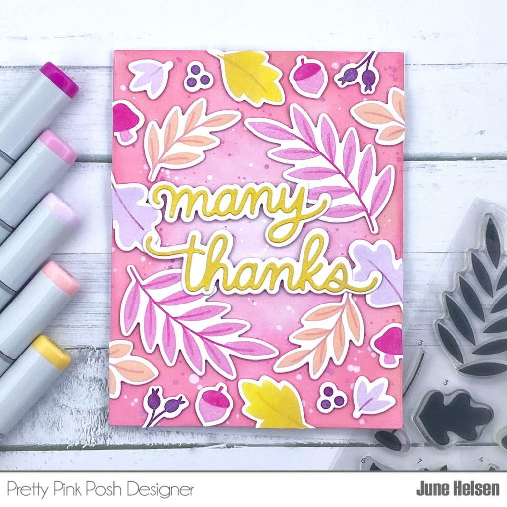 Pretty Pink Posh Solid Fall Foliage Clear Stamps many thanks