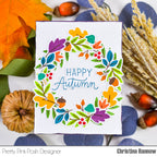 Pretty Pink Posh Solid Fall Foliage Clear Stamps wreath