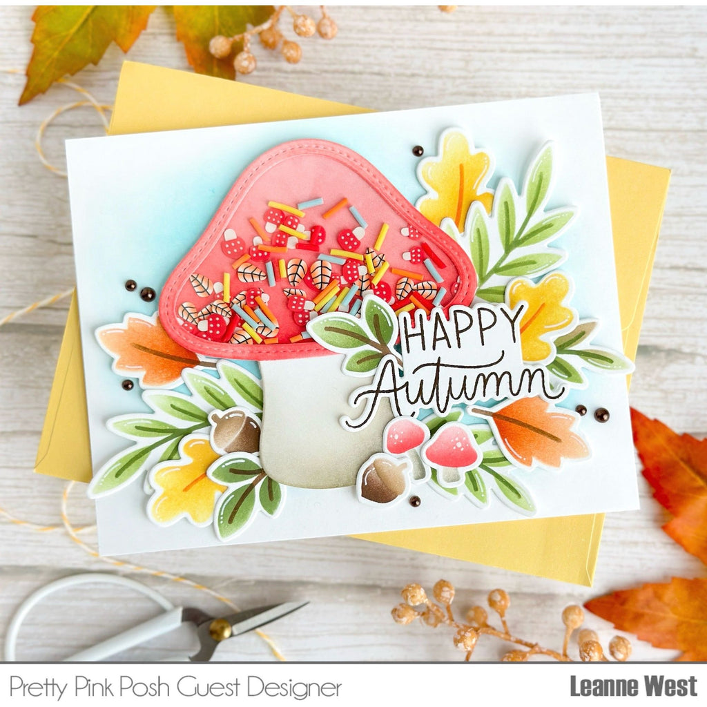 Pretty Pink Posh Solid Fall Foliage Dies shaker card