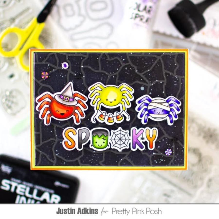 Pretty Pink Posh Spider Friends Clear Stamp and Die Set spooky