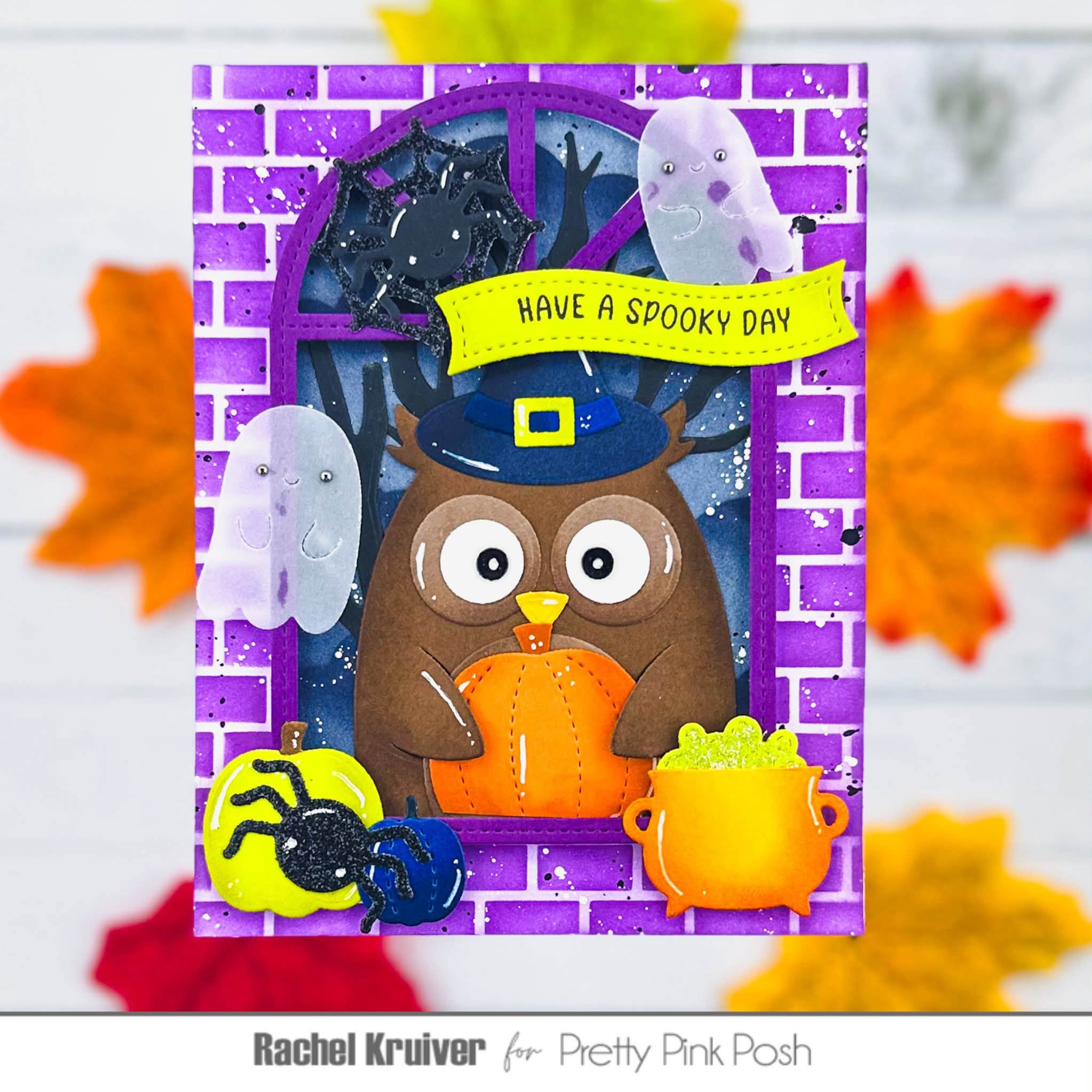 Pretty Pink Posh Spooky Forest Dies have a spooky day card