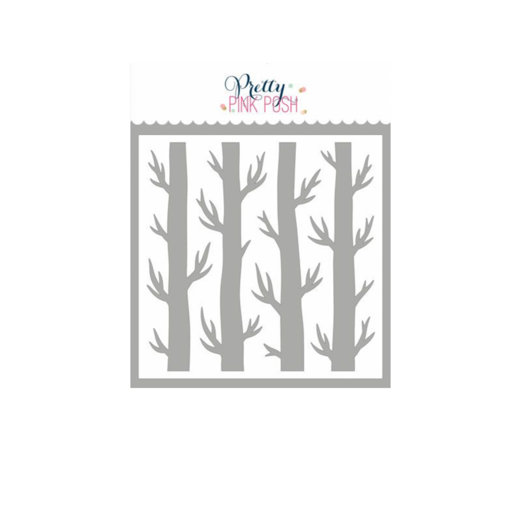 Pretty Pink Posh Spooky Trees Background Stencil