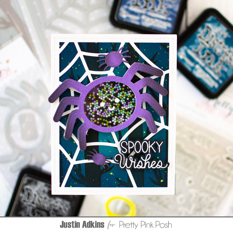 Pretty Pink Posh Spooky Trees Background Stencil shaker card