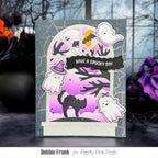 Pretty Pink Posh Spooky Trees with Masks have a spooky day card